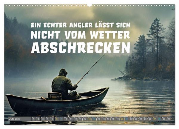 Produktbild: Angeln - Impressionen mit coolen Spr&uuml;chen (Wandkalender 2026 DIN A2 quer), CALVENDO Monatskalender