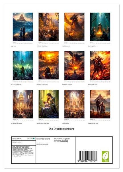 Produktbild: Die Drachenschlacht (Wandkalender 2026 DIN A4 hoch), CALVENDO Monatskalender