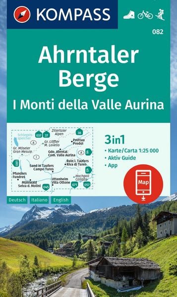Produktbild: KOMPASS Wanderkarte 082 Ahrntaler Berge / I Monti della Valle Aurina 1:25.000