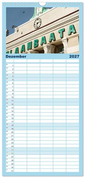 Produktbild: Familienplaner 2027 - UB, Ulan Bator, Ulaanbaatar mit 5 Spalten (Wandkalender, 21 x 45 cm) CALVENDO