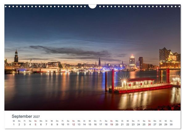 Produktbild: Hamburgs Hafenlichter (Wandkalender 2027 DIN A3 quer), CALVENDO Monatskalender