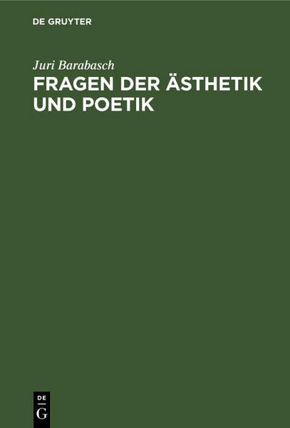 Produktbild: Fragen der &Auml;sthetik und Poetik