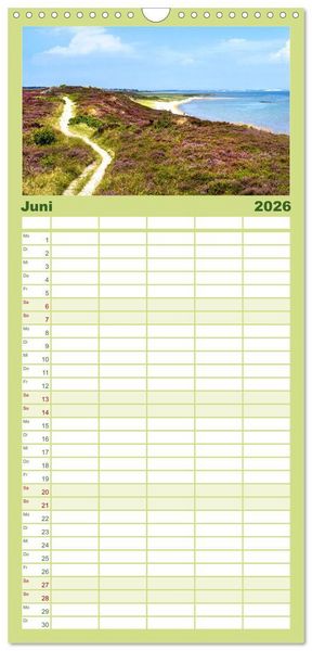 Produktbild: Familienplaner 2026 - SYLT D&uuml;nenwege mit 5 Spalten (Wandkalender, 21 x 45 cm) CALVENDO