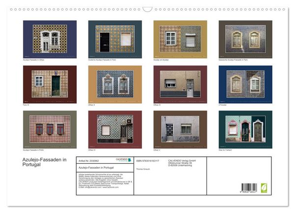 Produktbild: Azulejo-Fassaden in Portugal (Wandkalender 2026 DIN A2 quer), CALVENDO Monatskalender
