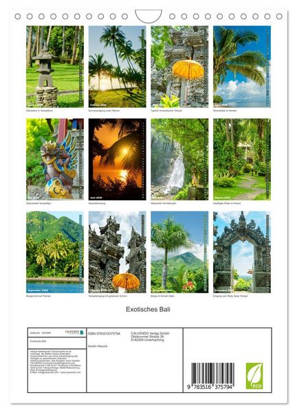 Produktbild: Exotisches Bali (Wandkalender 2026 DIN A4 hoch), CALVENDO Monatskalender