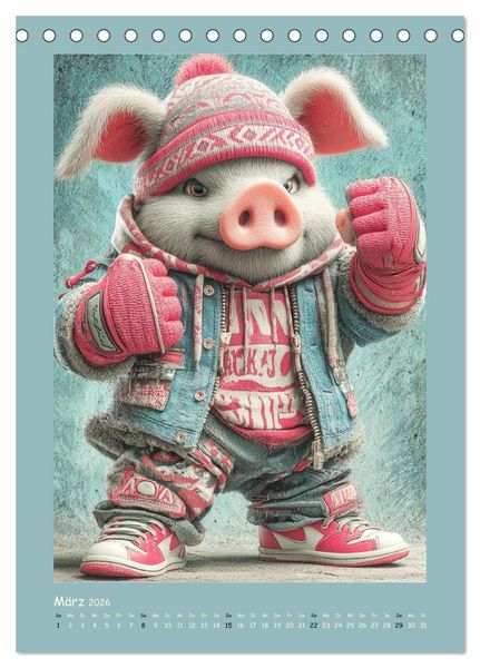 Produktbild: Street Hogz. Charakterschweine mit Haltung (Tischkalender 2026 DIN A5 hoch), CALVENDO Monatskalender