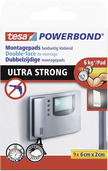 Tesa ULTRA STRONG 55790-00001-00 Doppelseitige Klebepads tesa® Powerbond Weiß (L x B) 60 mm x 20 mm 1 St.