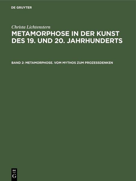 Produktbild: Metamorphose. Vom Mythos zum Proze&szlig;denken