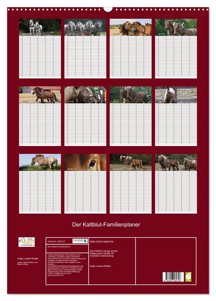 Produktbild: Der Kaltblut-Familienplaner (Wandkalender 2026 DIN A2 hoch), CALVENDO Monatskalender