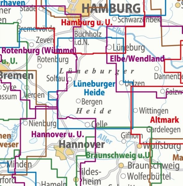 Produktbild: ADFC-Regionalkarte Lüneburger Heide, 1:75.000, mit Tagestourenvorschlägen, reiß- und wetterfest, E-Bike-geeignet, GPS-Tracks Download