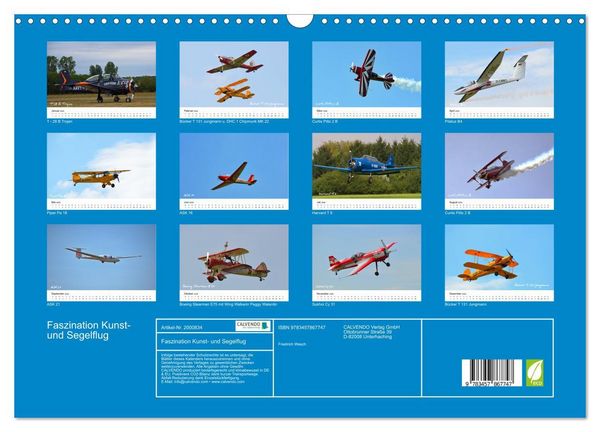 Produktbild: Faszination Kunst- und Segelflug (Wandkalender 2026 DIN A3 quer), CALVENDO Monatskalender