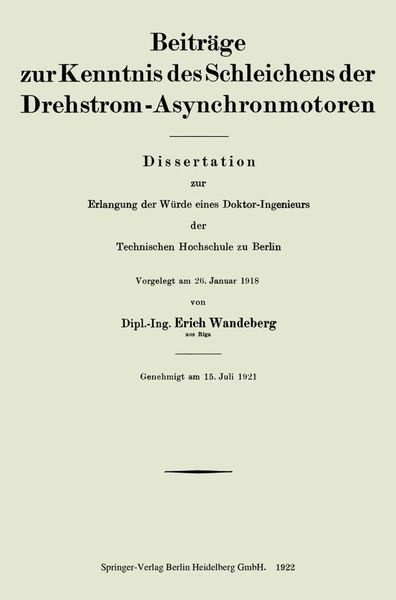Produktbild: Beitr&auml;ge zur Kenntnis des Schleichens der Drehstrom-Asynchronmotoren