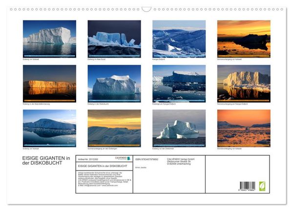 Produktbild: EISIGE GIGANTEN in der DISKOBUCHT (Wandkalender 2026 DIN A2 quer), CALVENDO Monatskalender