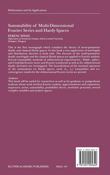 Produktbild: Summability of Multi-Dimensional Fourier Series and Hardy Spaces