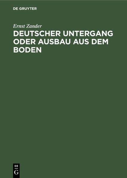 Produktbild: Deutscher Untergang oder Ausbau aus dem Boden