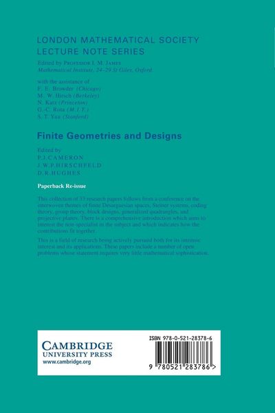 Produktbild: Finite Geometries and Designs