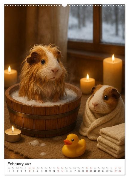 Produktbild: Guinea Pigs Cozy Moments (High Quality Premium Wall Calendar 2027 DIN A2 portrait),CALVENDO 12 Month Wall Calendar