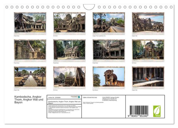 Produktbild: Kambodscha, Angkor Thom, Angkor Wat und Bayon (Wandkalender 2026 DIN A4 quer), CALVENDO Monatskalender