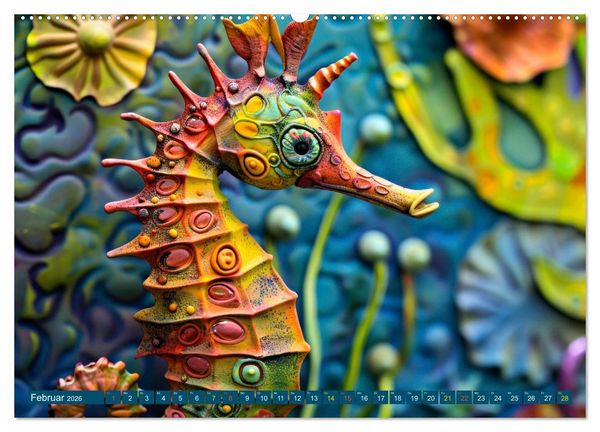 Produktbild: Seepferdchen - Modern Art (Wandkalender 2026 DIN A2 quer), CALVENDO Monatskalender