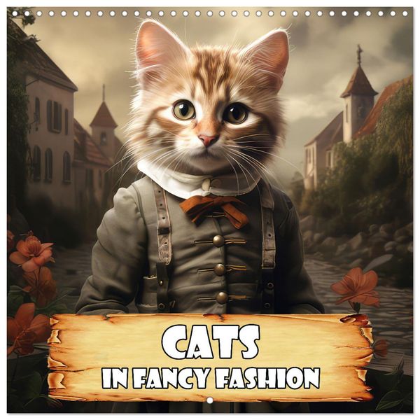 Cats in fancy fashion (Wall Calendar 2026 12 × 12 Inch) CALVENDO 12 Month Wall Calendar