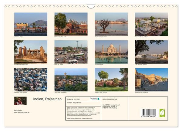 Produktbild: Indien, Rajasthan (Wandkalender 2027 DIN A3 quer), CALVENDO Monatskalender