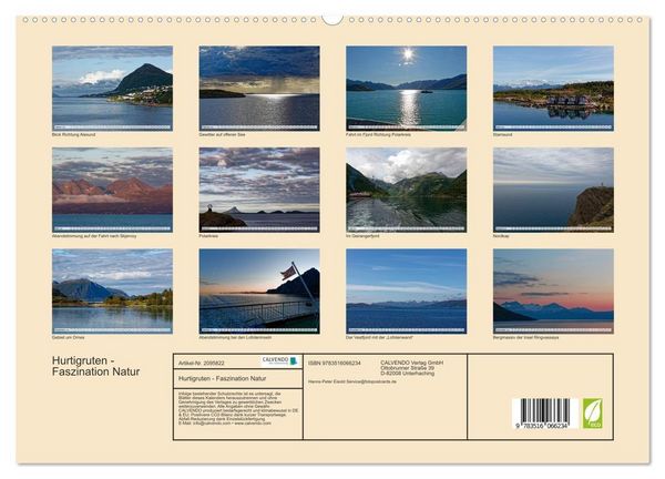 Produktbild: Hurtigruten - Faszination Natur (hochwertiger Premium Wandkalender 2026 DIN A2 quer), Kunstdruck in Hochglanz