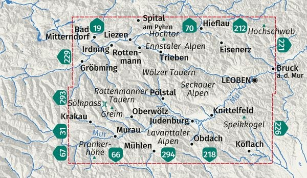 Produktbild: KOMPASS Wanderkarten-Set 223 S&ouml;lkt&auml;ler, Rottenmanner Tauern, Seckauer Alpen (2 Karten) 1:55.000