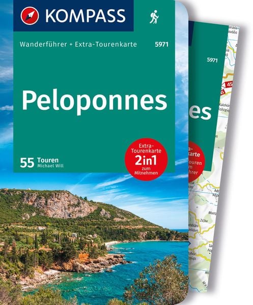 Produktbild: KOMPASS Wanderführer Peloponnes, 55 Touren mit Extra-Tourenkarte