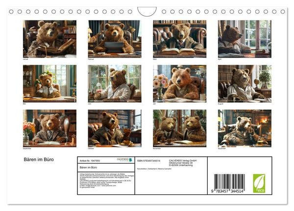 Produktbild: B&auml;ren im B&uuml;ro (Wandkalender 2026 DIN A4 quer), CALVENDO Monatskalender