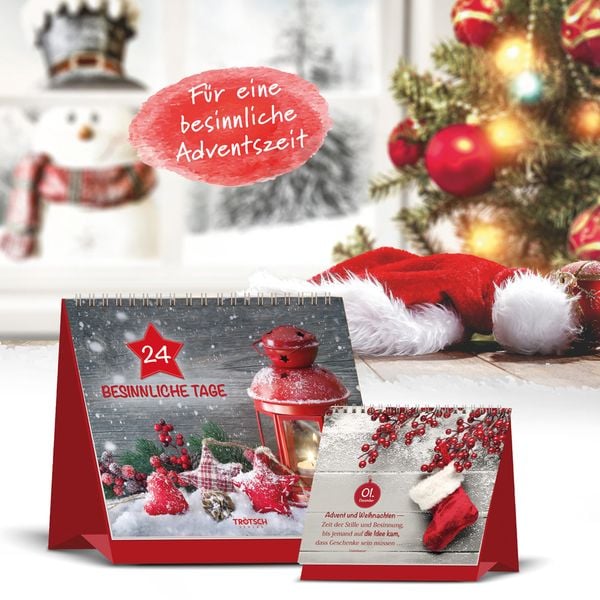 Produktbild: TR&Ouml;TSCH &ndash; Aufstell Adventskalender &bdquo;24 besinnliche Tage&ldquo; | Weihnachtskalender mit 24 besinnlichen Bildern & Weisheiten