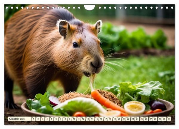 Produktbild: Capybaras - Wasserschweine die Herren der Gr&auml;ser (Wandkalender 2026 DIN A4 quer), CALVENDO Monatskalender