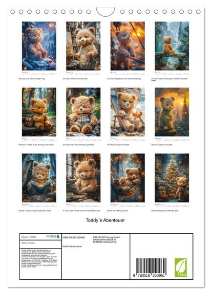 Produktbild: Taddy&acute;s Abenteuer (Wandkalender 2026 DIN A4 hoch), CALVENDO Monatskalender