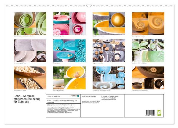 Produktbild: Boho - Keramik, modernes Steinzeug f&uuml;r Zuhause (Wandkalender 2026 DIN A2 quer), CALVENDO Monatskalender