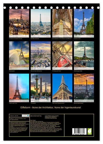 Produktbild: Eiffelturm - Ikone der Architektur, Ikone der Ingenieurskunst (Tischkalender 2026 DIN A5 hoch), CALVENDO Monatskalender