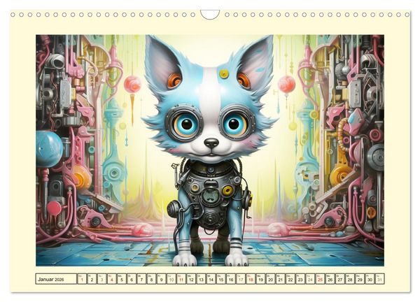 Produktbild: Fabelhafte Maschinen. Pop-Surrealistische Roboter-Tiere (Wandkalender 2026 DIN A3 quer), CALVENDO Monatskalender
