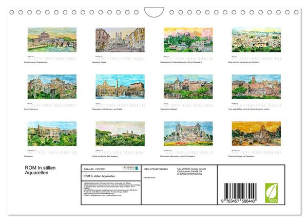 Produktbild: ROM In stillen Aquarellen (Wandkalender 2026 DIN A4 quer), CALVENDO Monatskalender