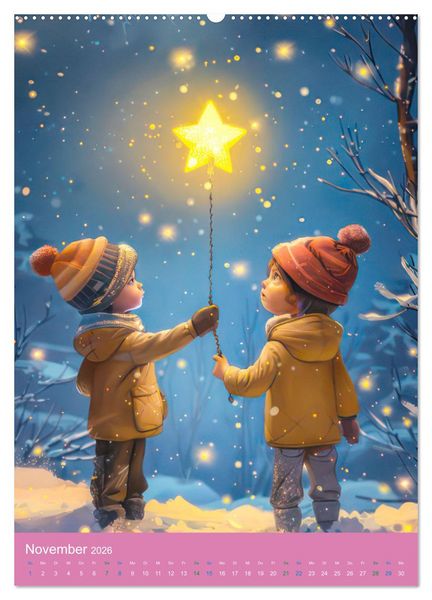 Produktbild: Bevor wir tr&auml;umen gehen - Kinderkalender (hochwertiger Premium Wandkalender 2026 DIN A2 hoch), Kunstdruck in Hochglanz