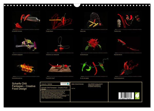 Produktbild: Scharfe Chili Fantasien - Creative Food Design (Wandkalender 2026 DIN A3 quer), CALVENDO Monatskalender