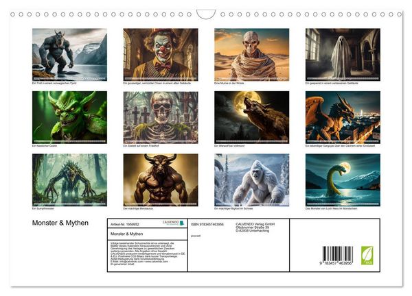 Produktbild: Monster & Mythen (Wandkalender 2026 DIN A3 quer), CALVENDO Monatskalender