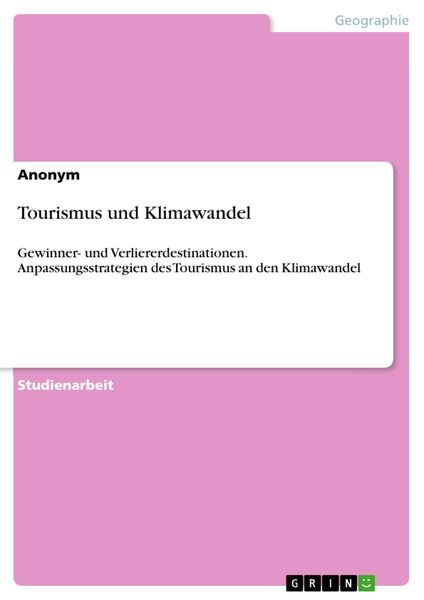 Produktbild: Tourismus und Klimawandel