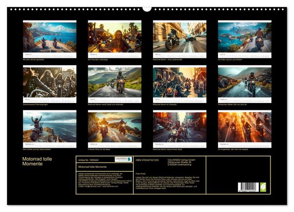 Produktbild: Motorrad tolle Momente (Wandkalender 2026 DIN A2 quer), CALVENDO Monatskalender