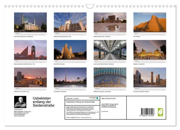 Produktbild: Usbekistan entlang der Seidenstra&szlig;e (Wandkalender 2026 DIN A3 quer), CALVENDO Monatskalender