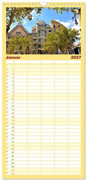 Produktbild: Familienplaner 2027 - BARCELONA - Metropole am Mittelmeer mit 5 Spalten (Wandkalender, 21 x 45 cm) CALVENDO