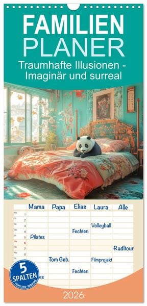 Produktbild: Familienplaner 2026 - Traumhafte Illusionen - Imagin&auml;r und surreal mit 5 Spalten (Wandkalender, 21 x 45 cm) CALVENDO