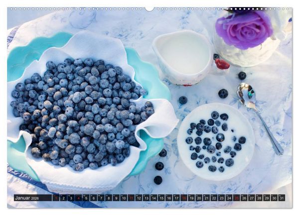Produktbild: Superfood Blaubeere. Ich esse gerne Heidelbeeren! (hochwertiger Premium Wandkalender 2026 DIN A2 quer), Kunstdruck in Hochglanz
