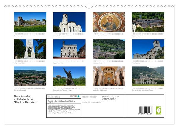 Produktbild: Gubbio - die mittelalterliche Stadt in Umbrien (Wandkalender 2026 DIN A3 quer), CALVENDO Monatskalender