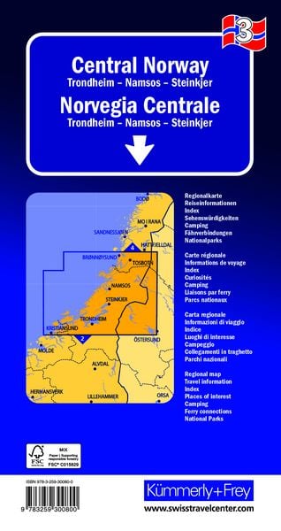 Produktbild: K&uuml;mmerly+Frey Regional-Strassenkarte 3 Zentral Norwegen 1:300.000