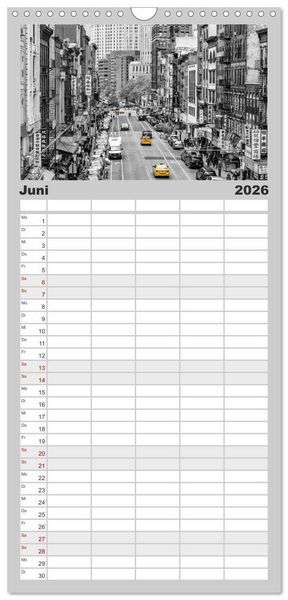 Produktbild: Familienplaner 2026 - NEW YORK Urbaner Flair mit 5 Spalten (Wandkalender, 21 x 45 cm) CALVENDO