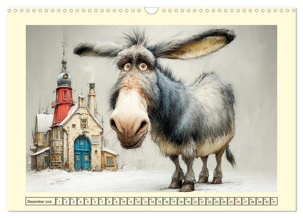 Produktbild: Esel mit Haltung. Karikaturen zwischen Humor und Melancholie (Wandkalender 2026 DIN A3 quer), CALVENDO Monatskalender