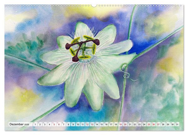 Produktbild: Blumenaquarelle aus der N&auml;he (hochwertiger Premium Wandkalender 2026 DIN A2 quer), Kunstdruck in Hochglanz